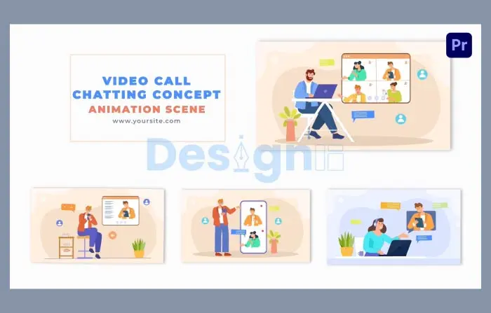 Video Call Meeting Cartoon Character Design Animation Scene